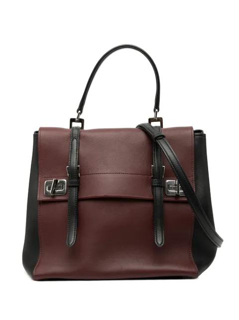 2014-2016 Bicolor Soft Calf Double Turnlock satchel by PRADA 