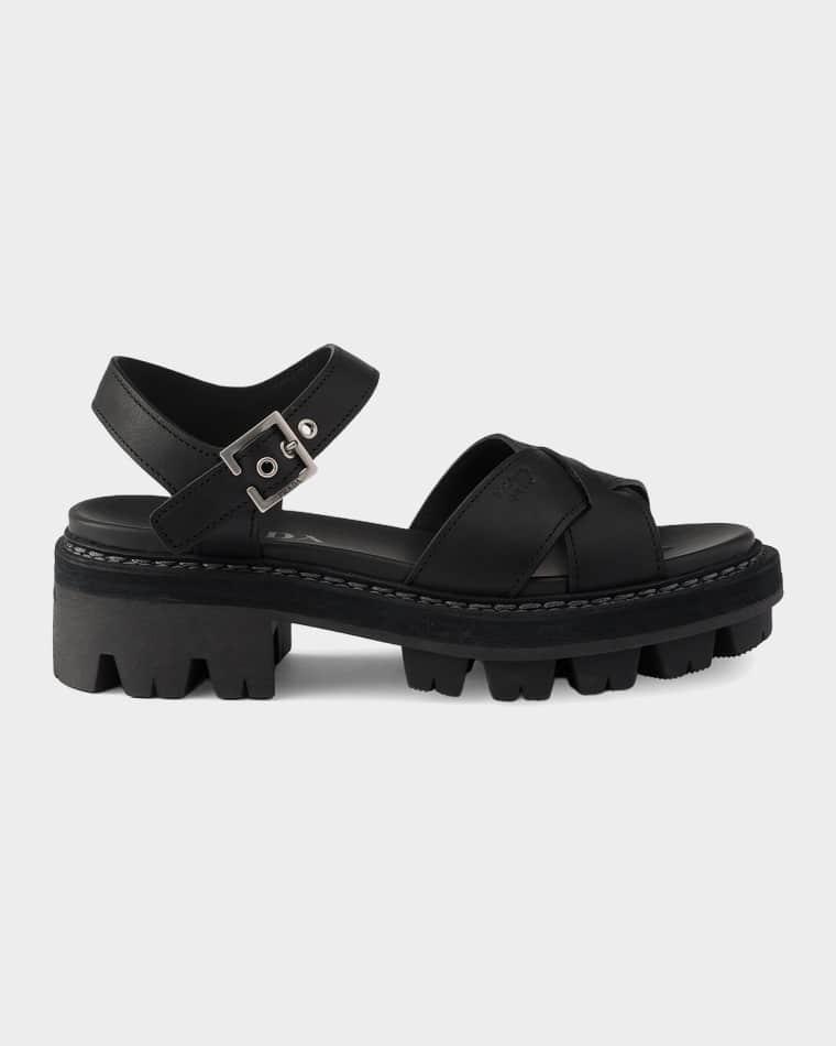 55mm Leather Sandals by PRADA