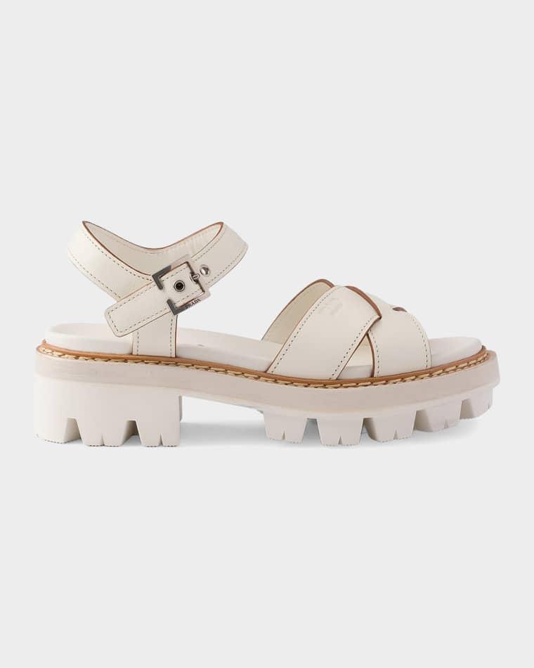 55mm Leather Sandals by PRADA