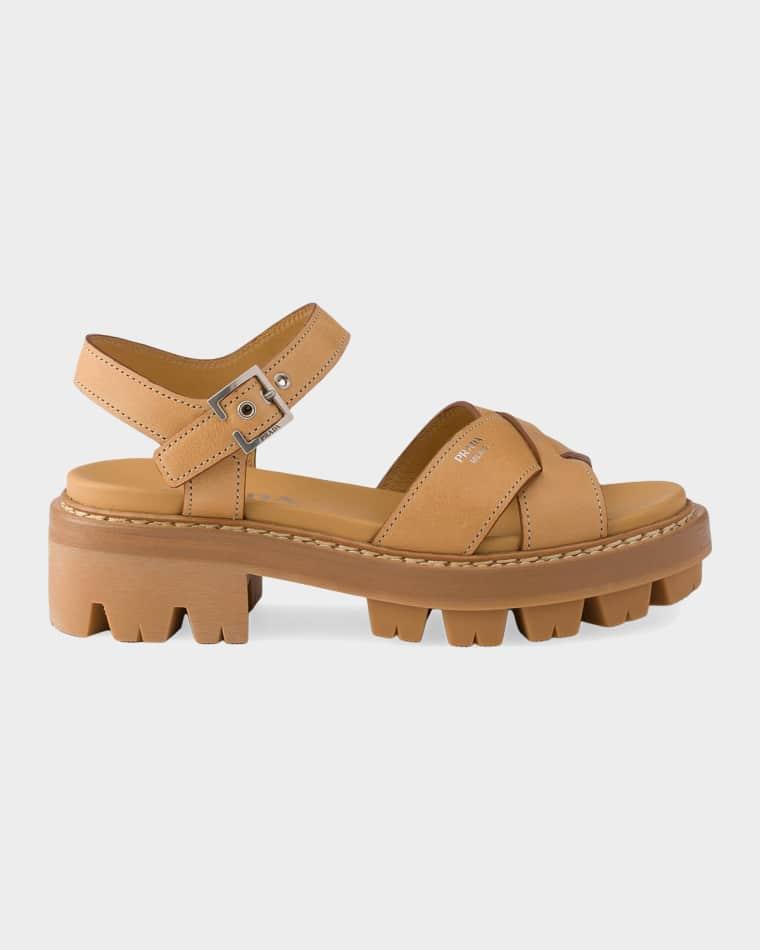 55mm Leather Sandals by PRADA