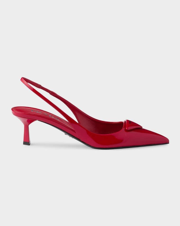 55mm Patent Leather Slingback Pumps by PRADA