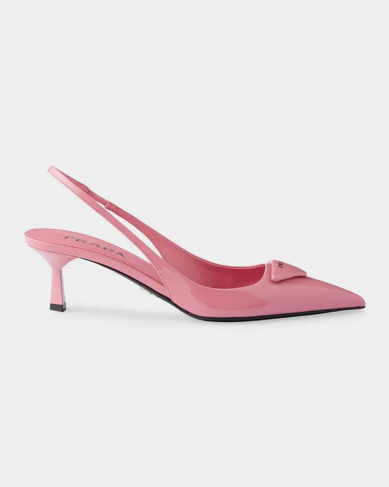 55mm Patent Leather Slingback Pumps by PRADA