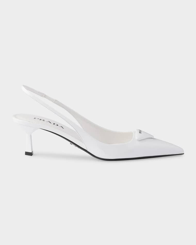 55mm Patent Leather Slingback Pumps by PRADA