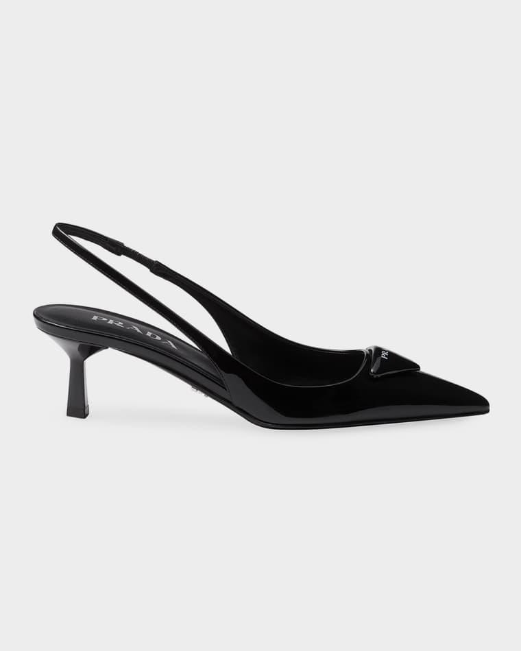 55mm Patent Leather Slingback Pumps by PRADA