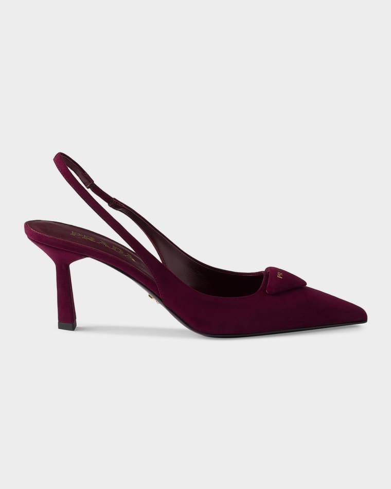 75mm Suede Slingback Pumps by PRADA