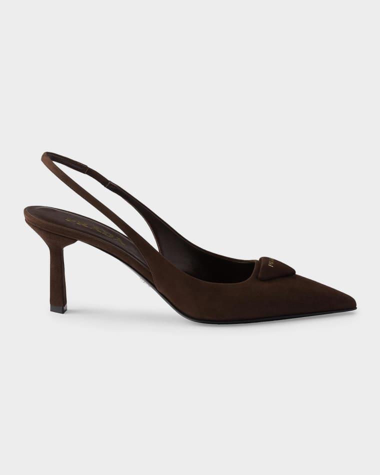 75mm Suede Slingback Pumps by PRADA