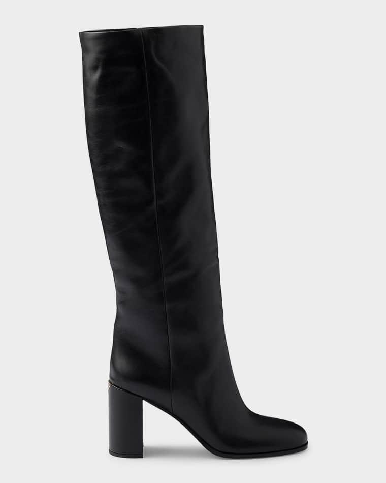 85mm Leather Knee-High Boots by PRADA