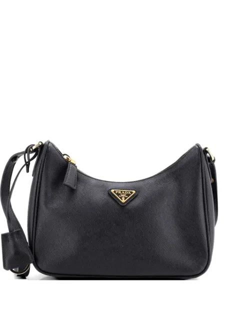 Adjustable Handle Zip Saffiano Leather Mini hobo bag by PRADA 