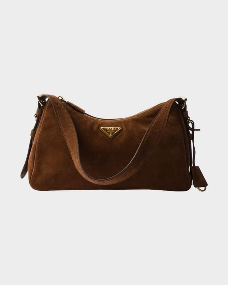 Aimee Medium Calfskin Suede Shoulder Bag by PRADA