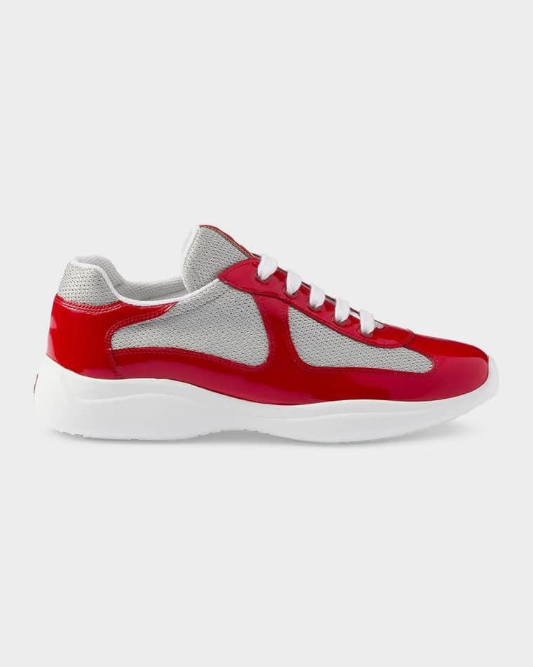 America's Cup Patent Leather & Technical Fabric Sneakers by PRADA