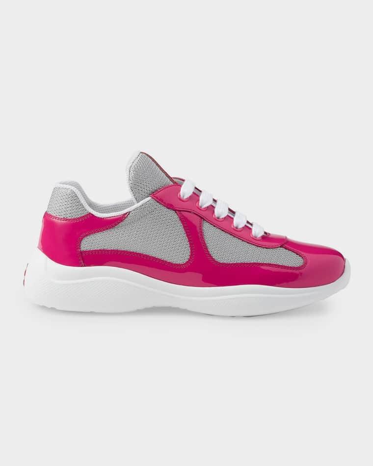 America's Cup Patent Leather & Technical Fabric Sneakers by PRADA