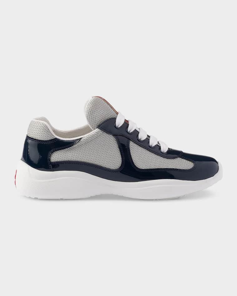 America's Cup Patent Leather & Technical Fabric Sneakers by PRADA
