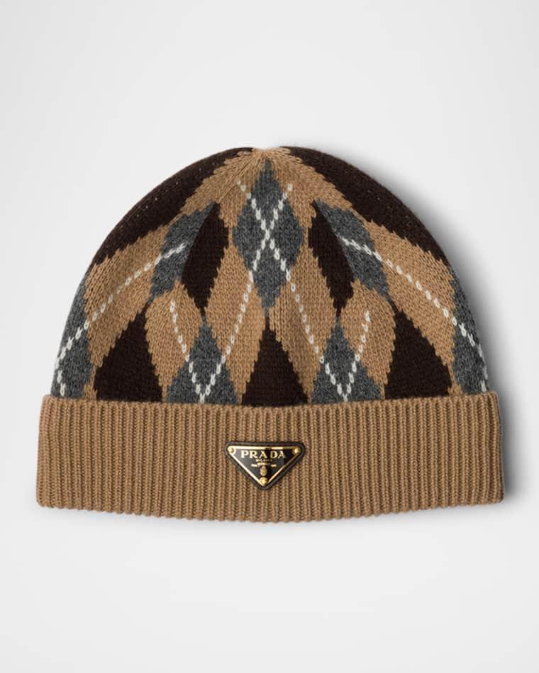 Argyle Cashmere-Wool Knit Beanie by PRADA