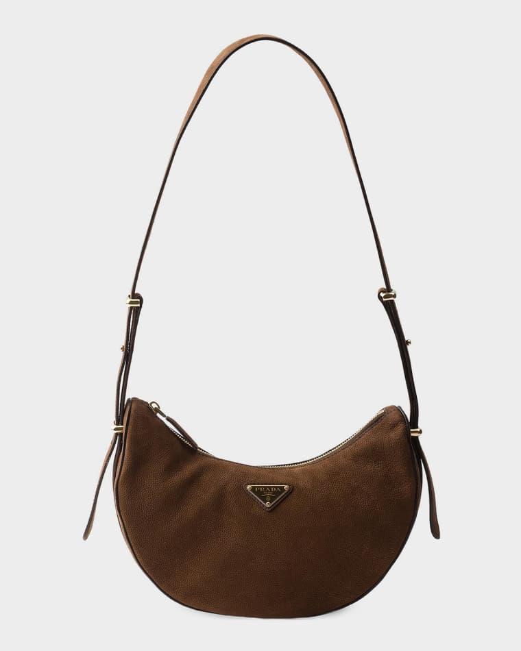 Arque Small Nubuck Leather Shoulder Bag by PRADA