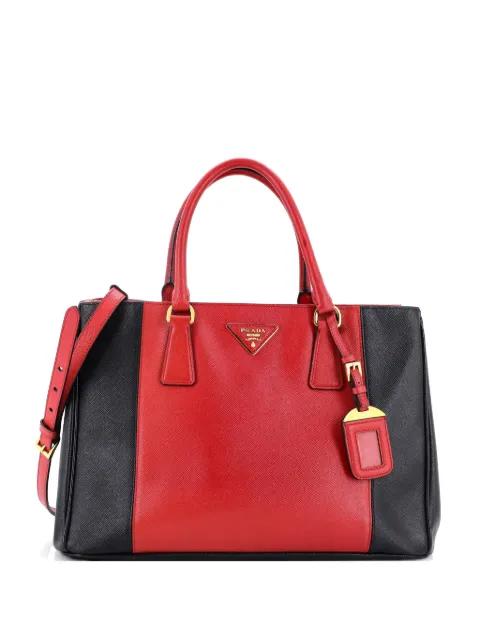 Bicolor Double Zip Lux Saffiano Leather Medium tote bag by PRADA 