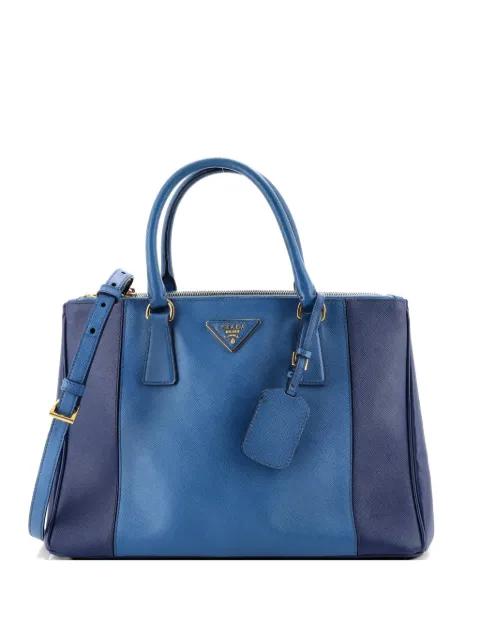Bicolor Double Zip Lux Saffiano Leather Medium tote bag by PRADA 