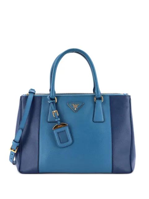 Bicolor Double Zip Lux Saffiano Leather Medium tote bag by PRADA 
