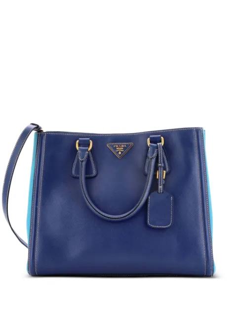 Bicolor Lux Convertible Open Saffiano Leather Medium tote bag by PRADA 