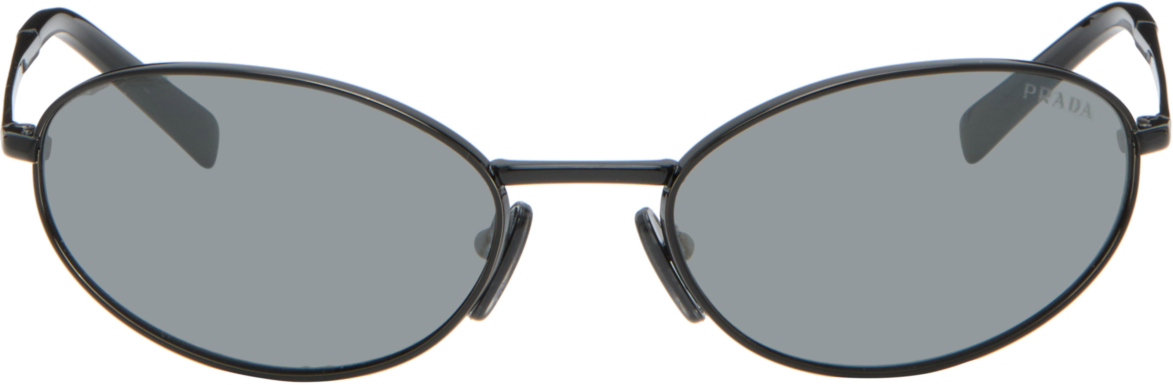 Black Metal Oval Sunglasses by PRADA