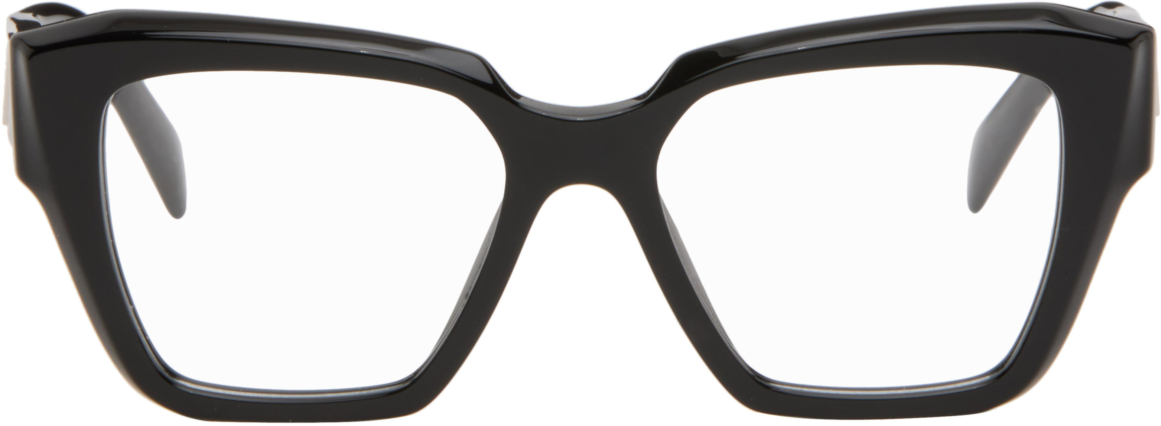 Black Symbole Rectangle Acetate Glasses by PRADA