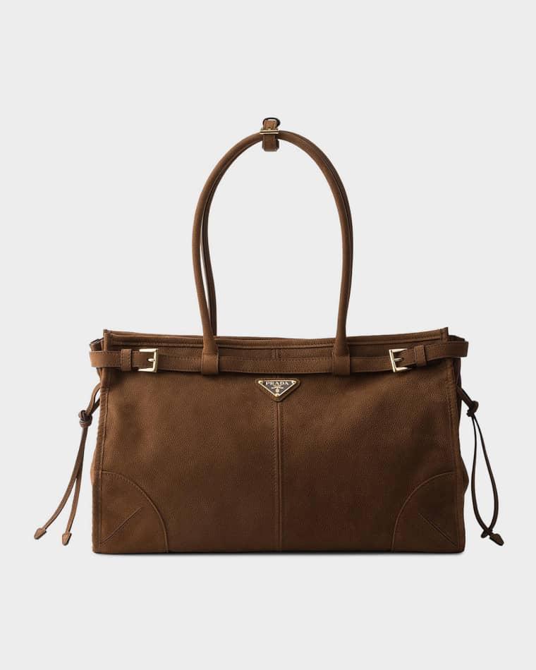 Bonnie Large Nubuck Leather Handbag by PRADA