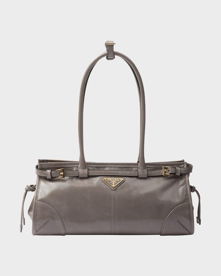 Bonnie Medium Leather East-West Top Handle Bag by PRADA