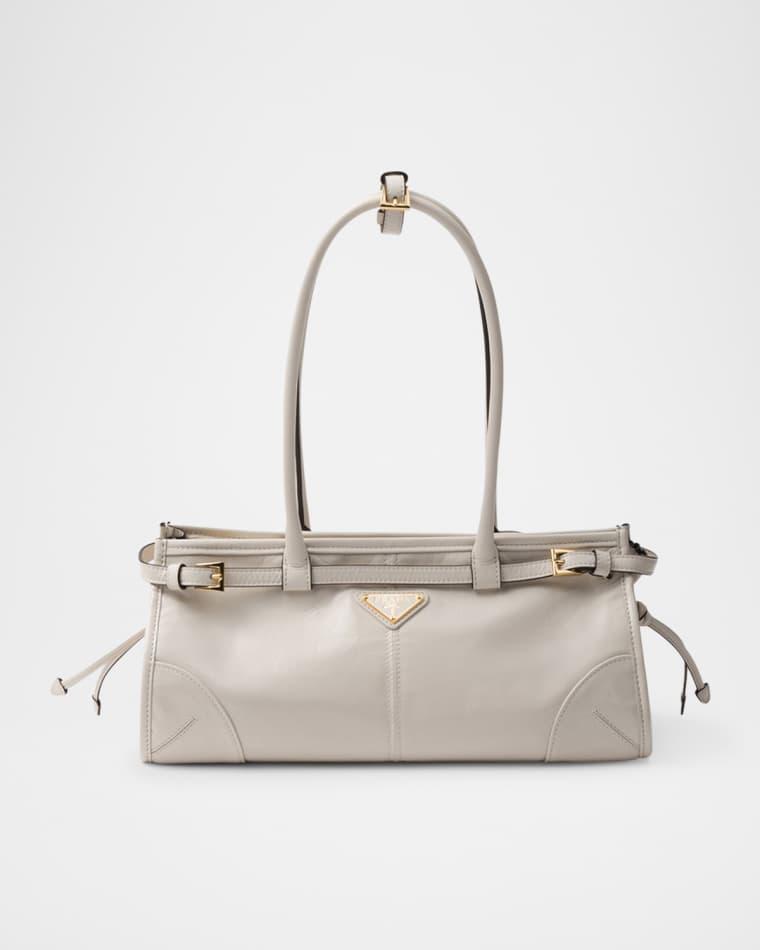 Bonnie Medium Leather East-West Top Handle Bag by PRADA