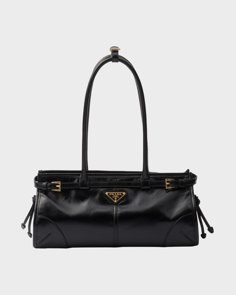 Bonnie Medium Leather East-West Top Handle Bag by PRADA