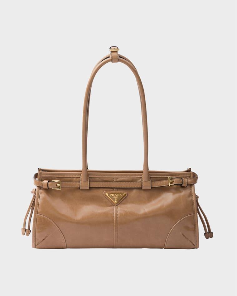 Bonnie Medium Leather East-West Top Handle Bag by PRADA