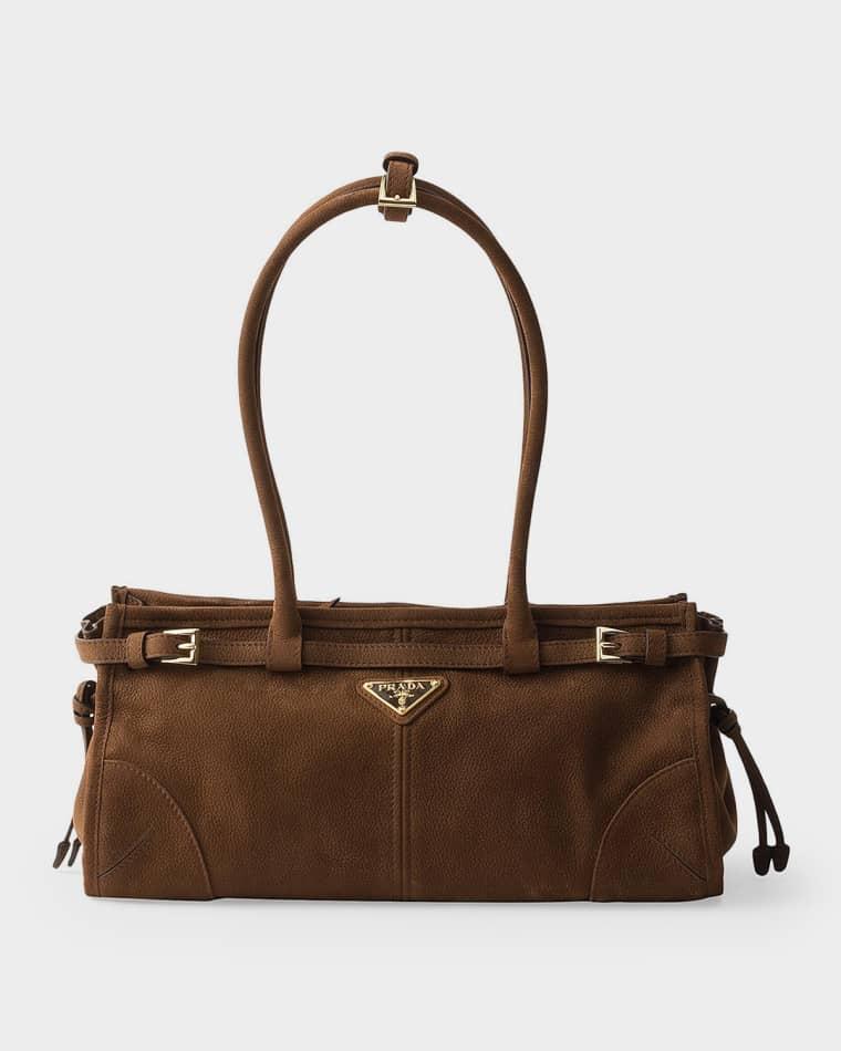 Bonnie Medium Nubuck Leather Handbag by PRADA