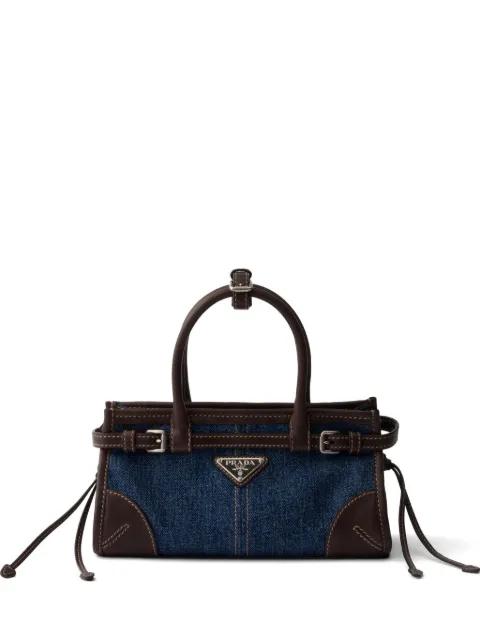 Bonnie small denim and leather handbag by PRADA