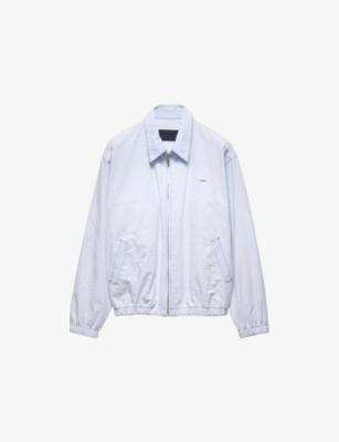 Boxy-Fit Chambray Cotton Blouson Jacket by PRADA