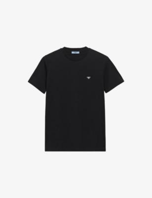 Brand-Plaque Short-Sleeved Cotton-Jersey T-Shirt by PRADA