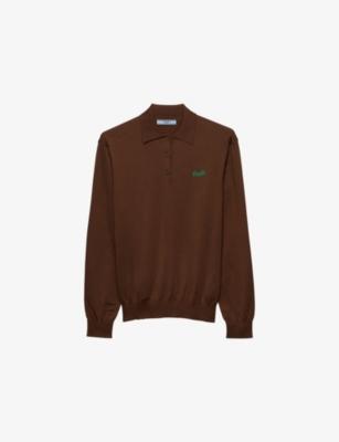 Branded-Print Knitted Silk Polo Shirt by PRADA
