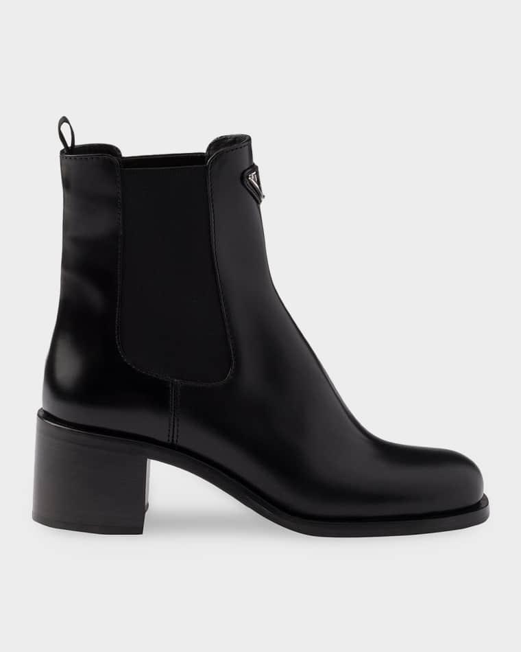 Brushed Leather Ankle Boots by PRADA