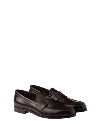 Brushed Leather Loafers by PRADA