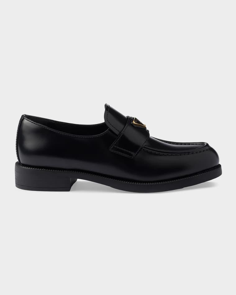 Brushed Leather Loafers by PRADA
