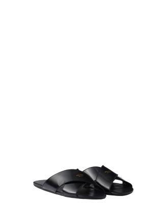 Brushed Leather Slides by PRADA