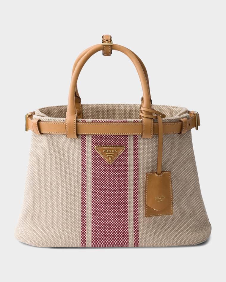 Buckle Canvas and Leather Tote Bag by PRADA