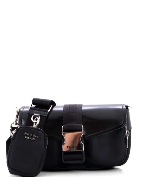 Buckle Pocket Spazzolato Leather and Tessuto crossbody bag by PRADA 