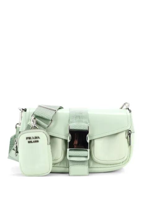 Buckle Pocket Spazzolato Leather and Tessuto crossbody bag by PRADA 