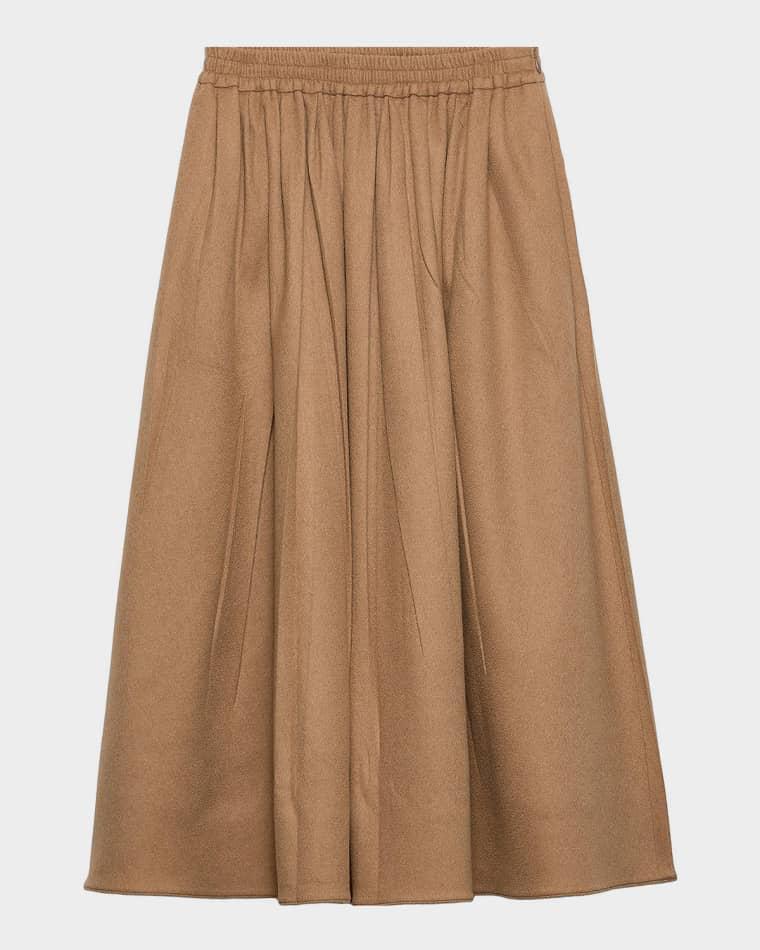 Camel-Hair Circle Midi Skirt by PRADA