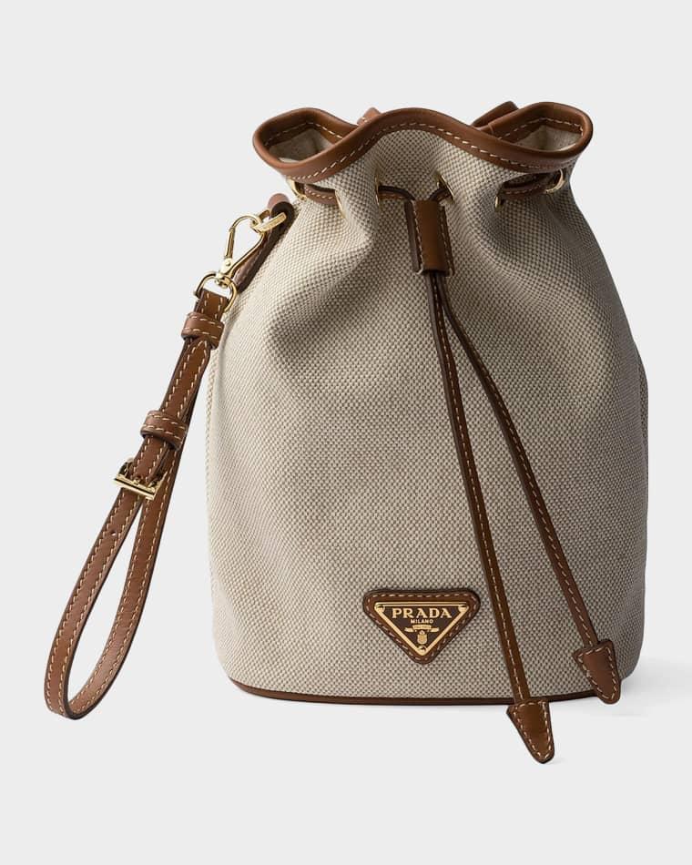 Canvas and Leather Drawstring Pouch by PRADA