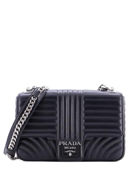 Chain Flap Diagramme Quilted Leather Large shoulder bag by PRADA 