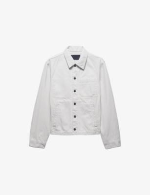Chest-Pocket Bleached Denim Jacket by PRADA