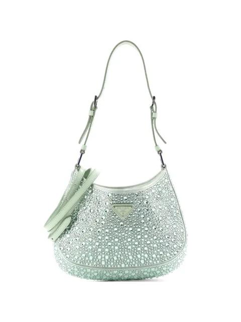 Cleo Shoulder Bag Crystal Embellished Satin Small crossbody bag by PRADA 