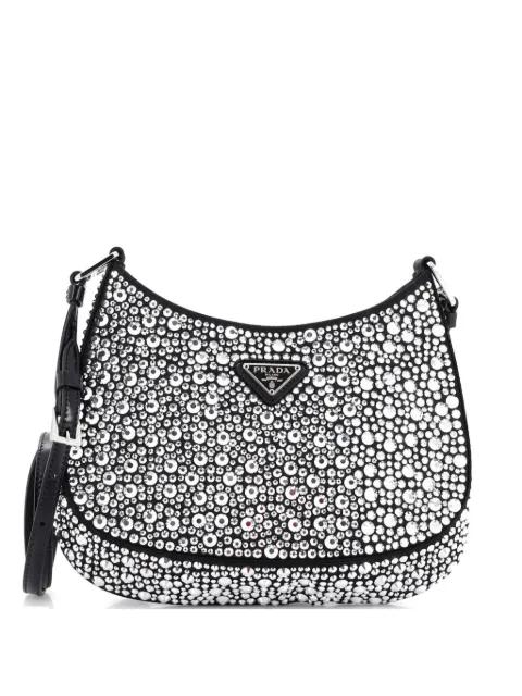 Cleo Shoulder Bag Crystal Embellished Satin Small crossbody bag by PRADA 