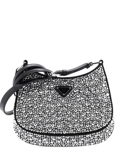 Cleo Shoulder Bag Crystal Embellished Satin Small crossbody bag by PRADA 