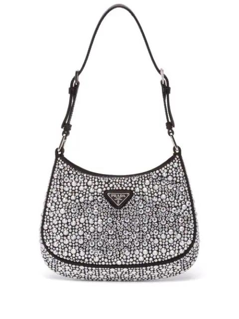 Cleo crystal-embellished shoulder bag by PRADA