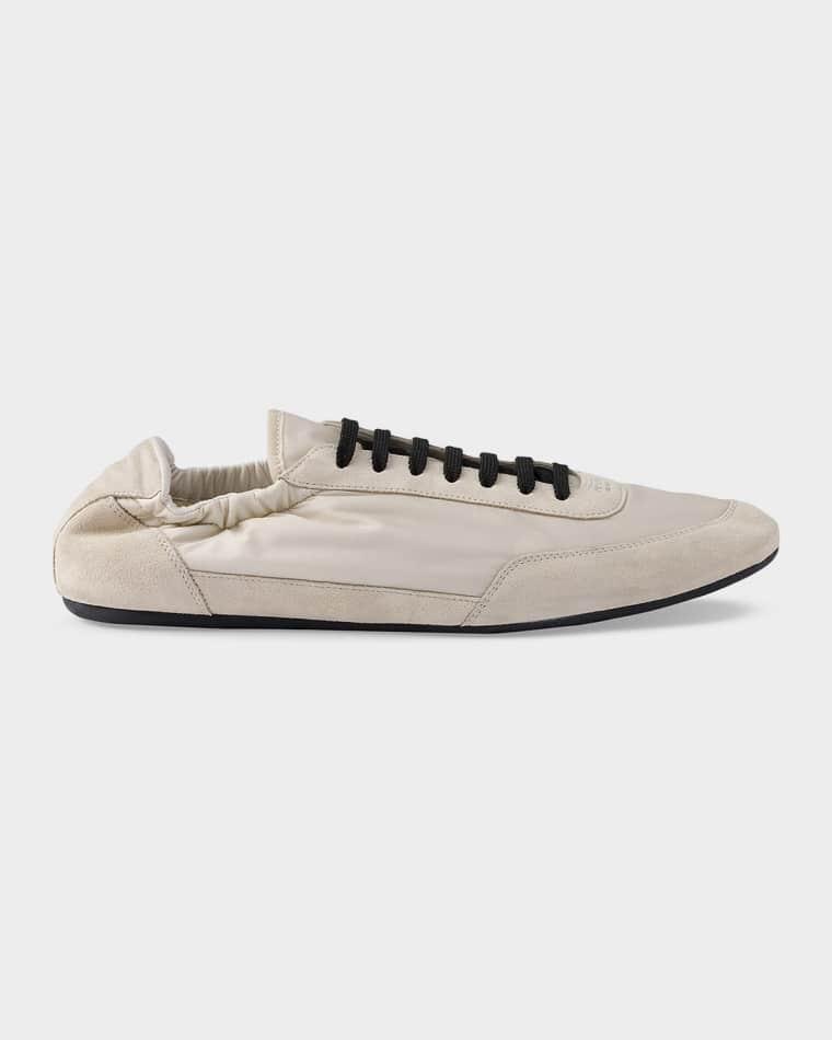 Collapse Re-Nylon & Suede Low-Top Sneakers by PRADA